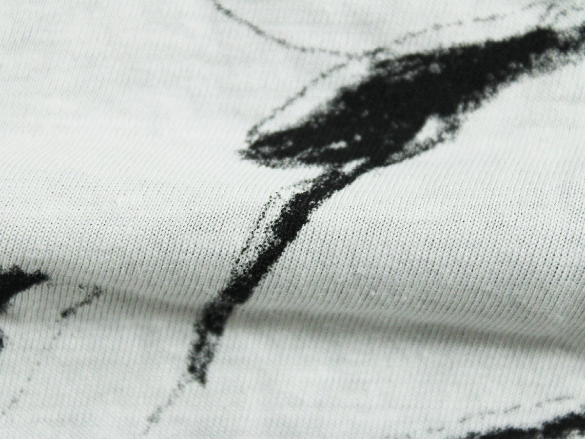 未使用品 グラニフ コットン混アニマル柄パンダ刺繍切替半袖プルオーバー 白黒F ri945の画像9