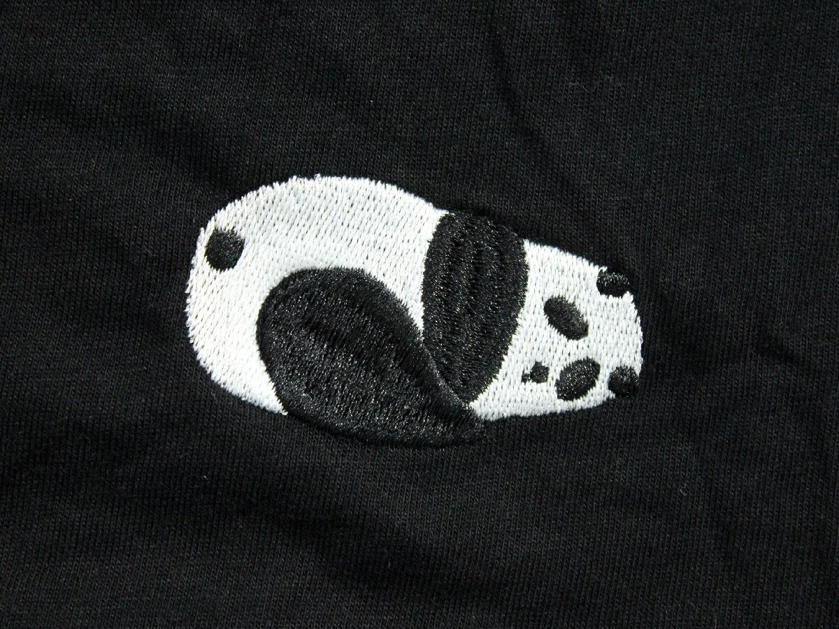 未使用品 グラニフ コットン混アニマル柄パンダ刺繍切替半袖プルオーバー 白黒F ri945の画像8