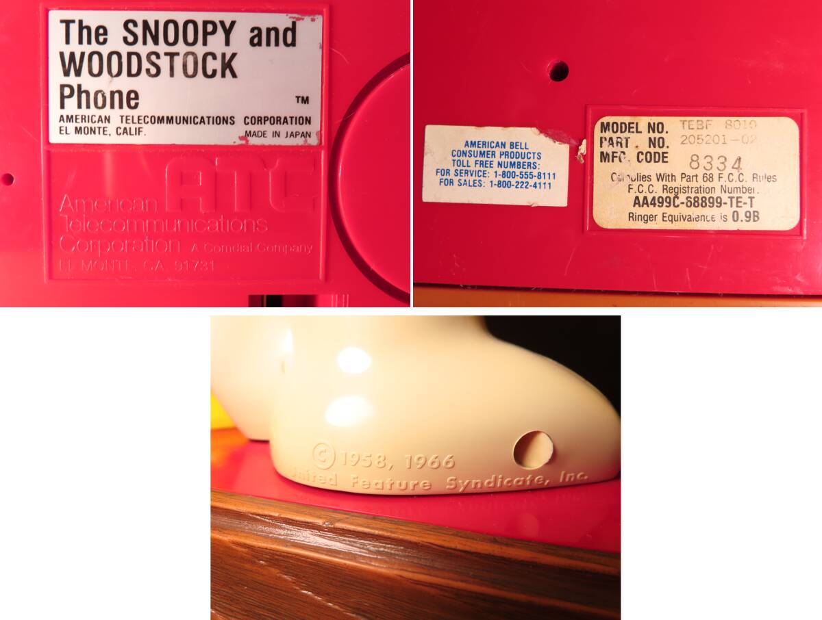  Vintage SNOOPY Snoopy & Woodstock Peanuts втулка тип телефонный аппарат античный retro 