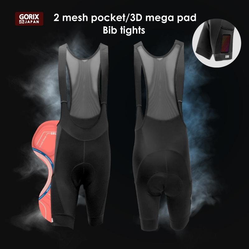 GORIX ゴリックス ビブショーツ サイクルパンツ 夏 ビブパンツ 超極厚3Dメガパッド ポケット付き (GW-BTMega)M寸 レーパン g-5の画像2