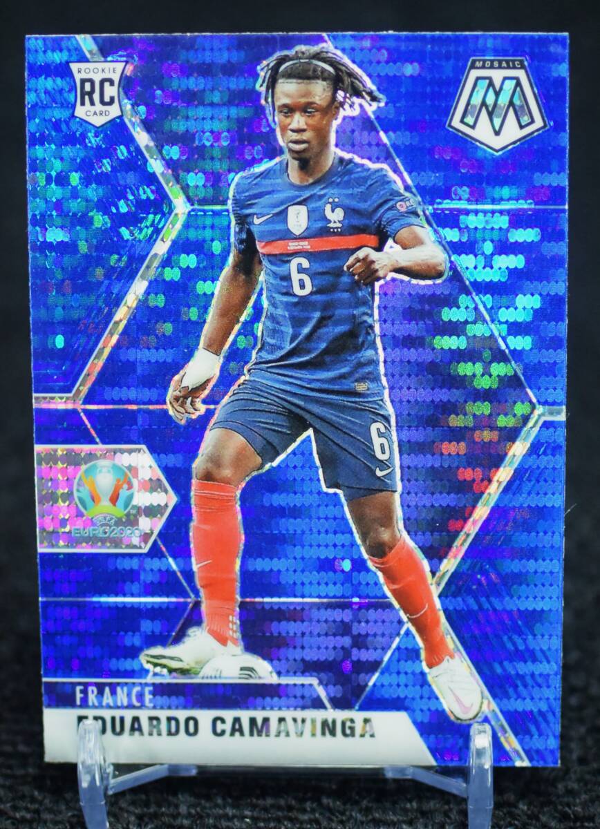 2020-21 Panini Mosaic Prizm Blue Pulsar Eduardo Camavinga エドゥアルド カマビンガ FIFA サッカー ルーキー カード France_画像1