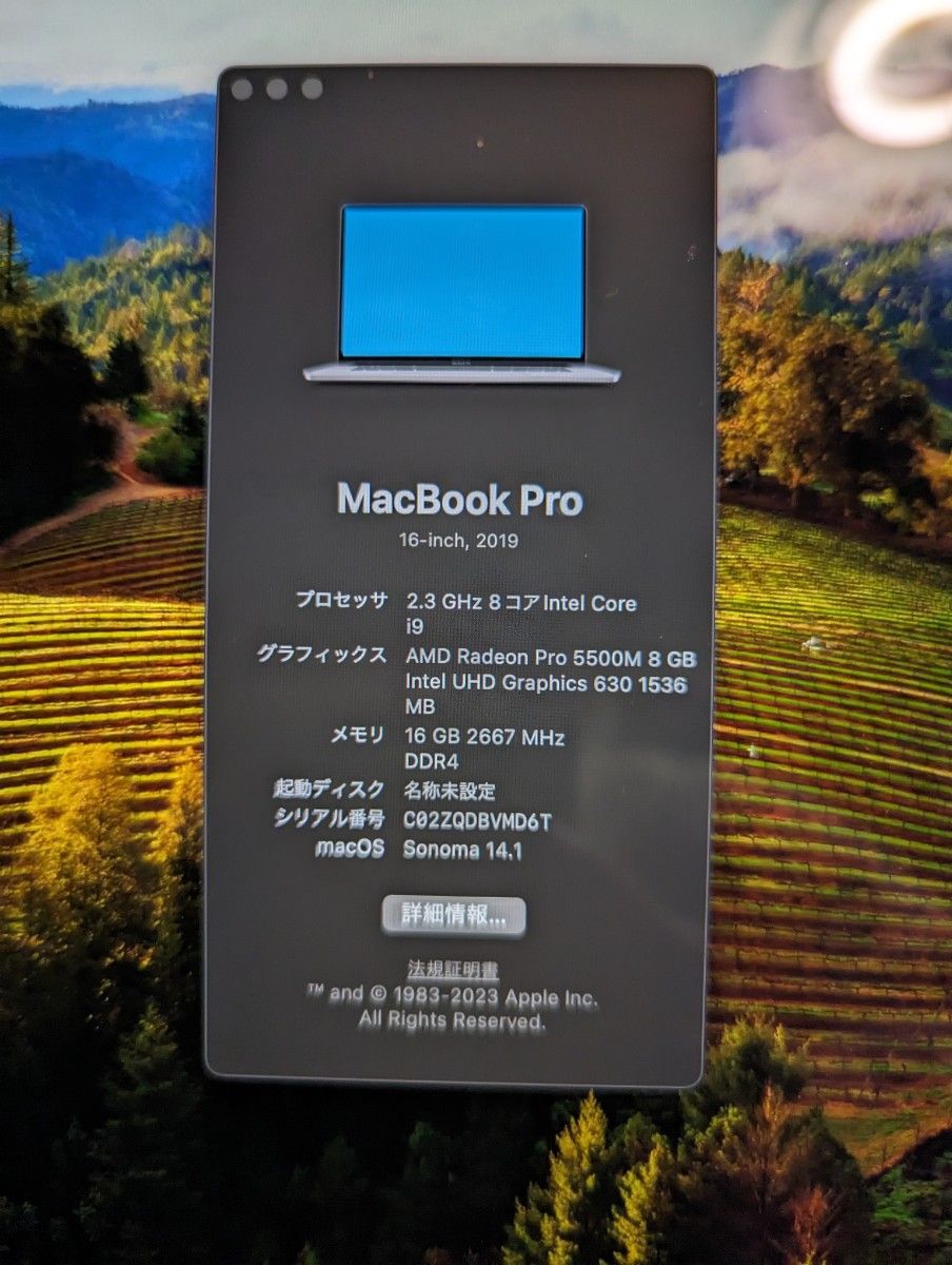 MacBook pro 2019 16inch core i9 2.3GHz ssd1tb メモリ16 GPU 8gb