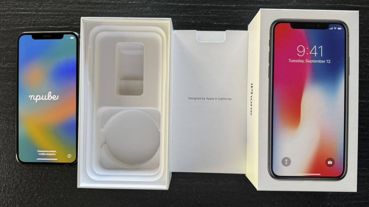 美品　Apple iPhone X MQC12J/A space gray 256GB A1902 SIMフリー 付属品：箱