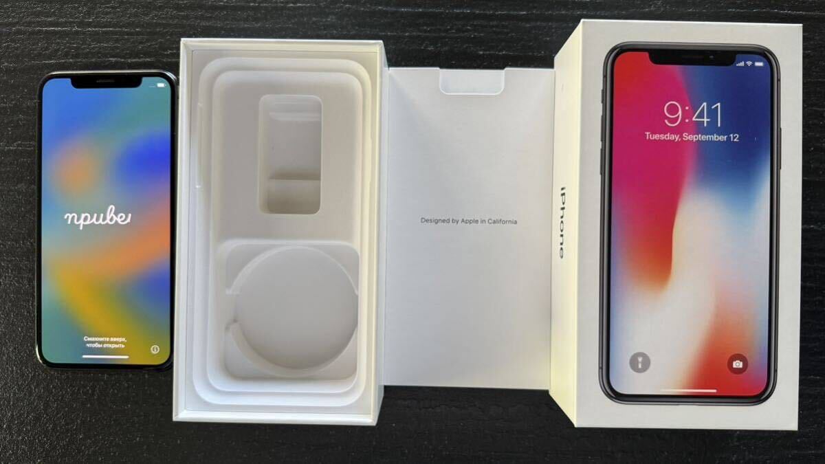 美品 Apple iPhone X MQC12J/A space gray 256GB A1902 SIMフリー 付属品：箱の画像6