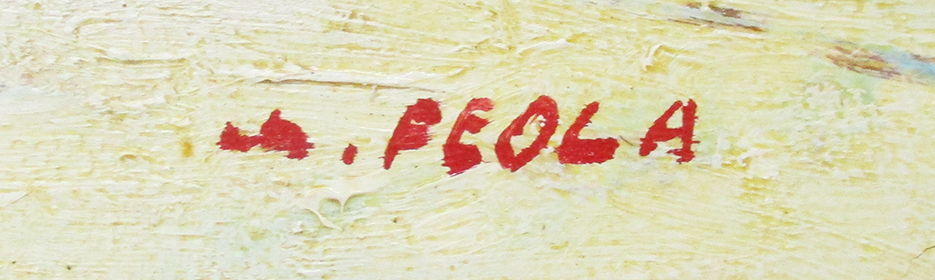 Charles Feola『雪の中のモンマルトル』油彩、キャンバス　F3号　サイン有　額、箱付き_画像5