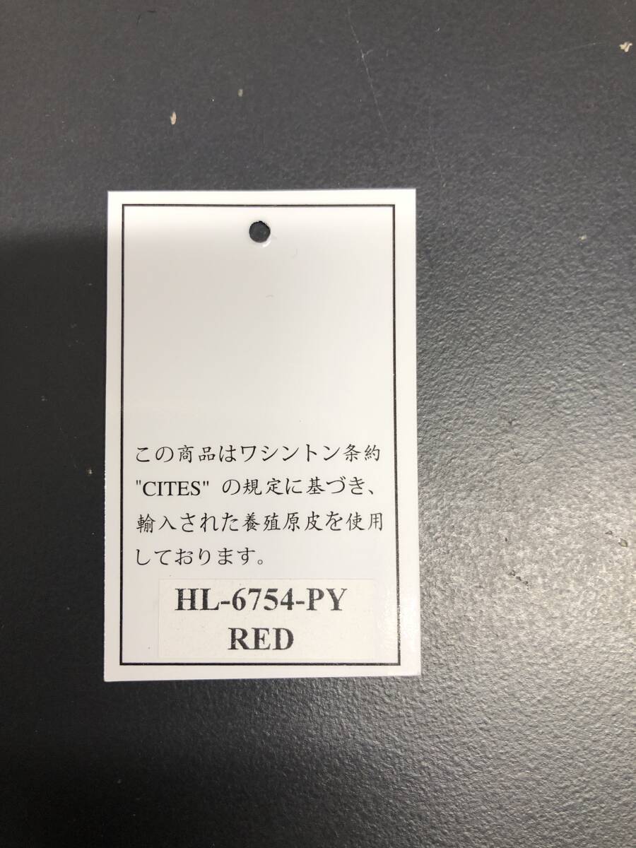 HB190 パイソン 長財布 ラウンドファスナータイプ ヘビ革 赤 RED レッド レザー 小銭入れ 箱付き 未使用品_画像10