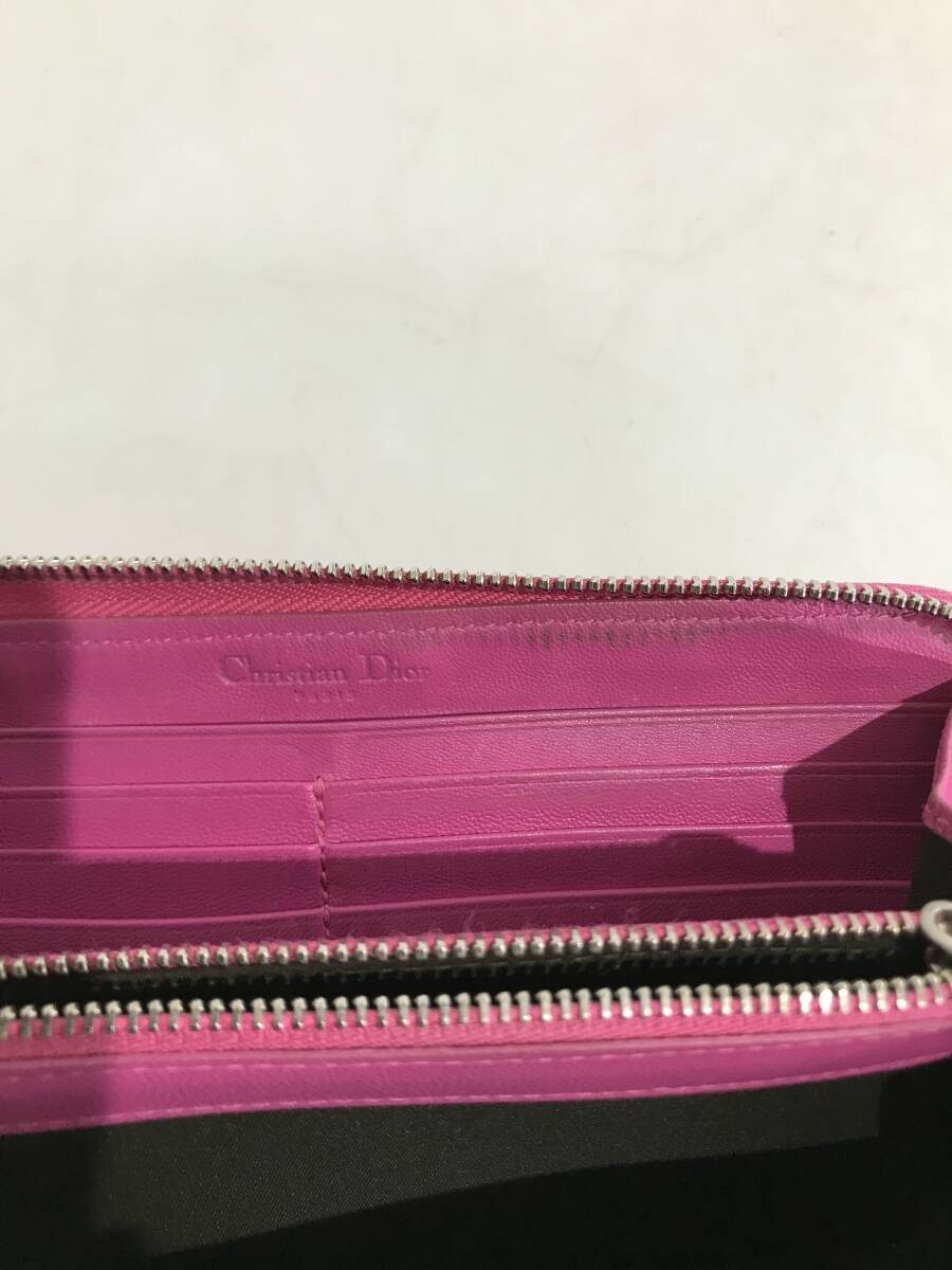 GG6317 ディオール 財布 カナージュ ウォレット ピンク系 レザー キルティング レディース Christian Dior 箱ありの画像7