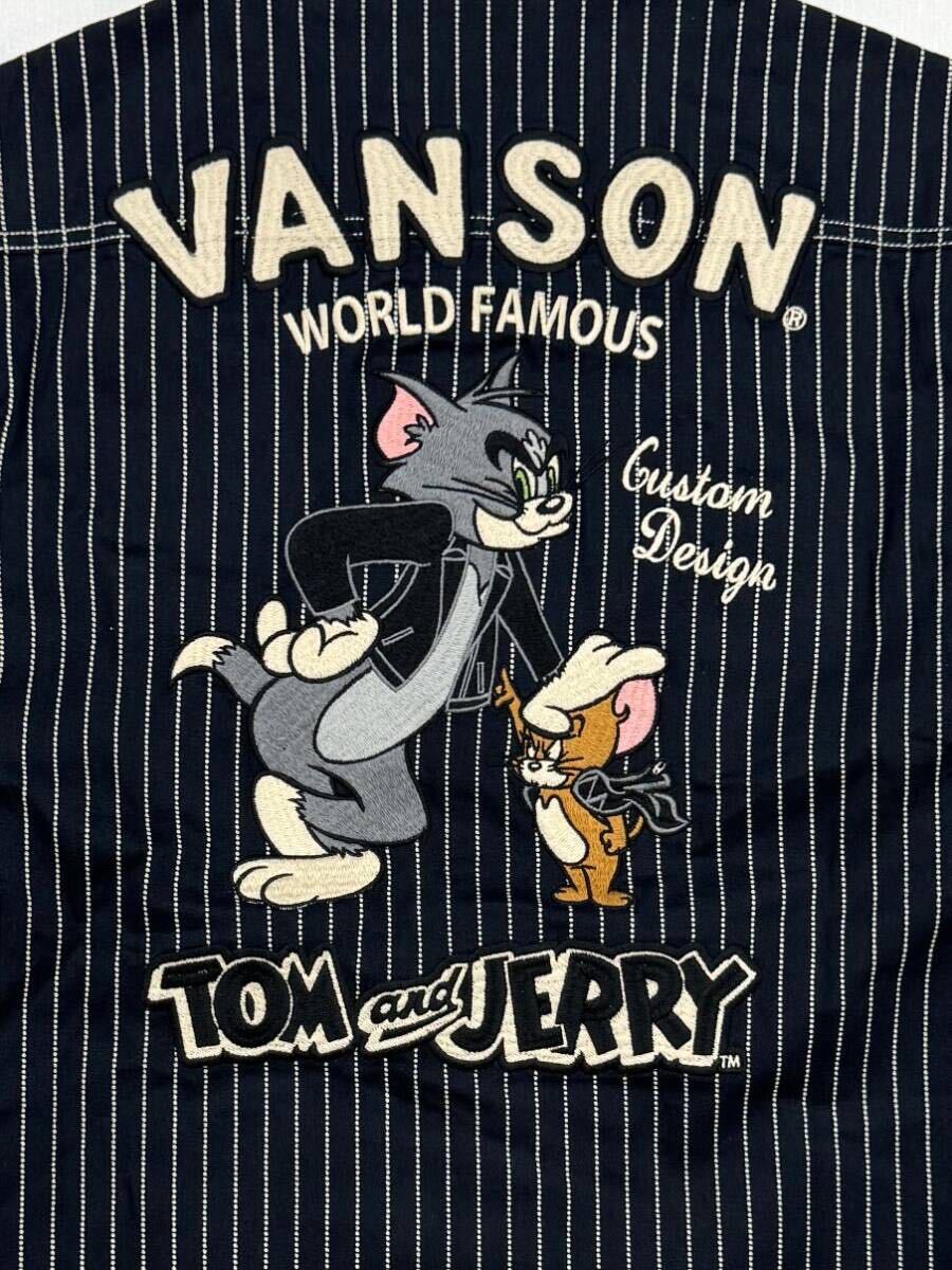 VANSON×TOM&JERRY バンソン トムとジェリー デニム 半袖シャツ TJV-2322 ウォバッシュ Lサイズの画像4