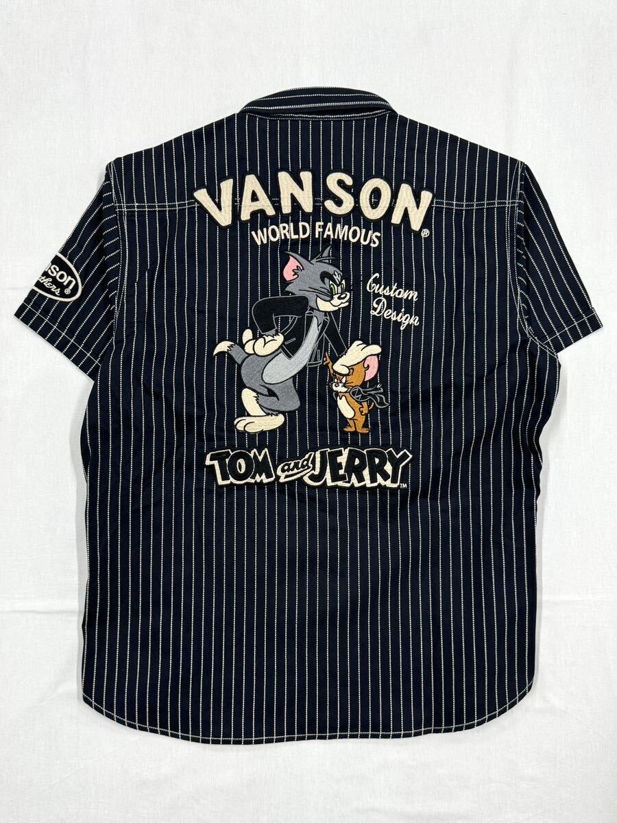 VANSON×TOM&JERRY バンソン トムとジェリー デニム 半袖シャツ TJV-2322 ウォバッシュ Lサイズの画像1