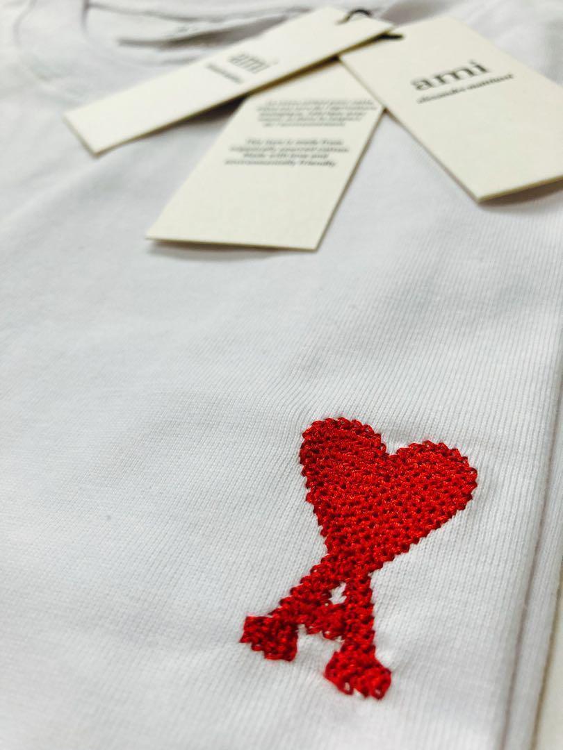 アミパリス 半袖Tシャツ　白×赤　Lサイズ_画像3