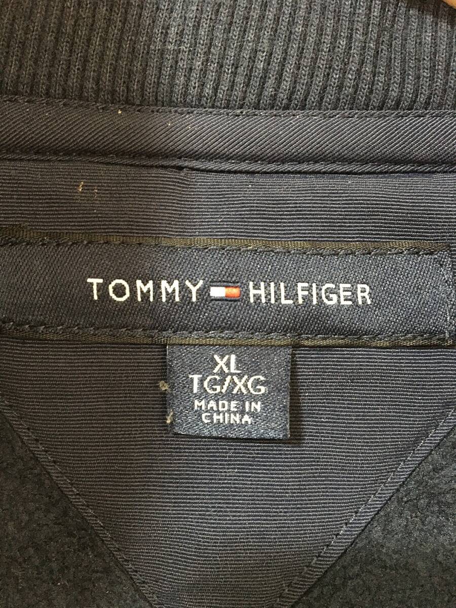 V489☆【裏フリース スウェット ジャケット】TOMMY HILFIGER トミーヒルフィガー 紺 XLの画像9