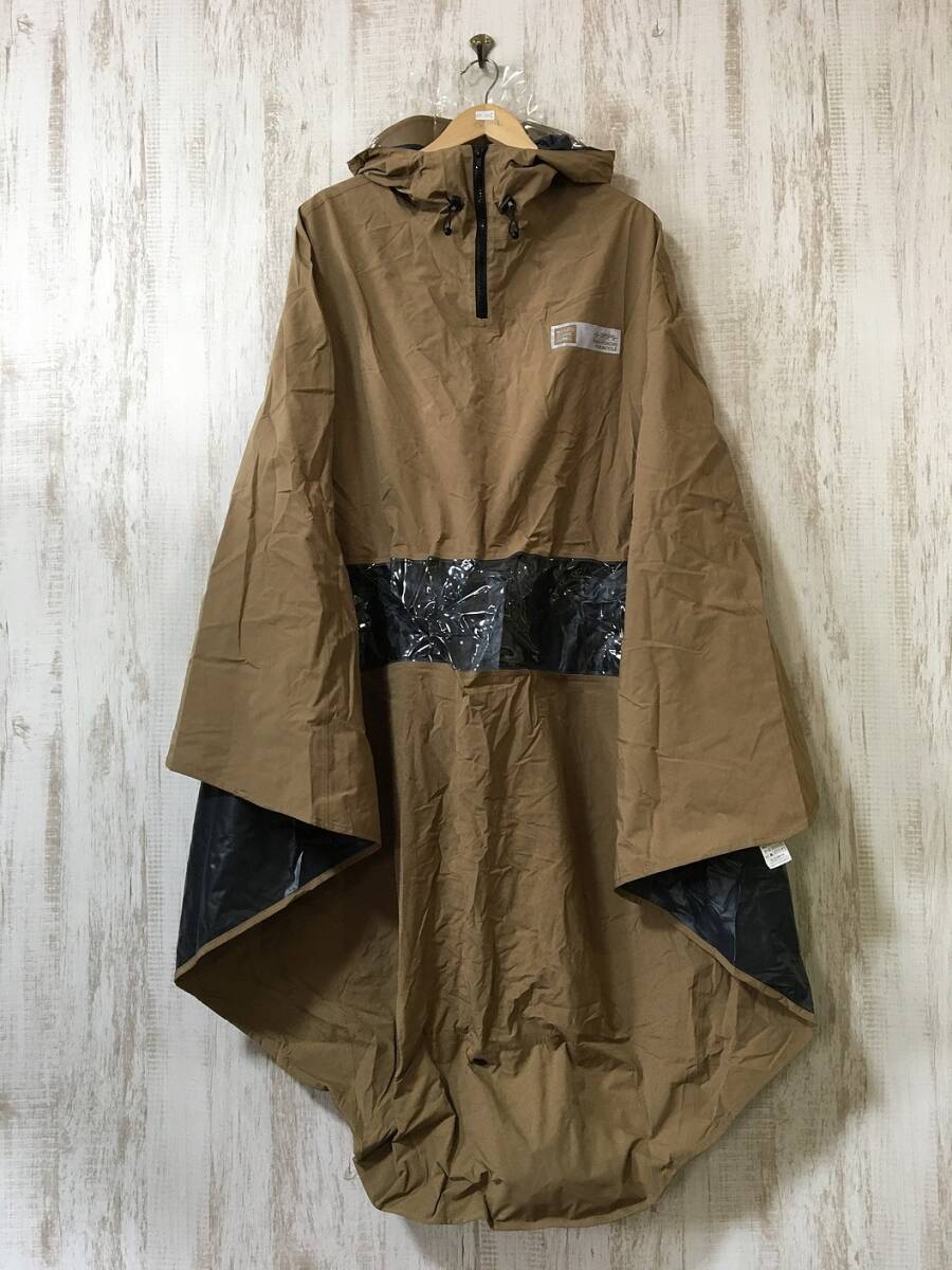 at325☆【PUコーティング レインポンチョ】MARUTO DESIGN SERIES レインパーカー 収納袋付き レインウェア 雨具 茶の画像2