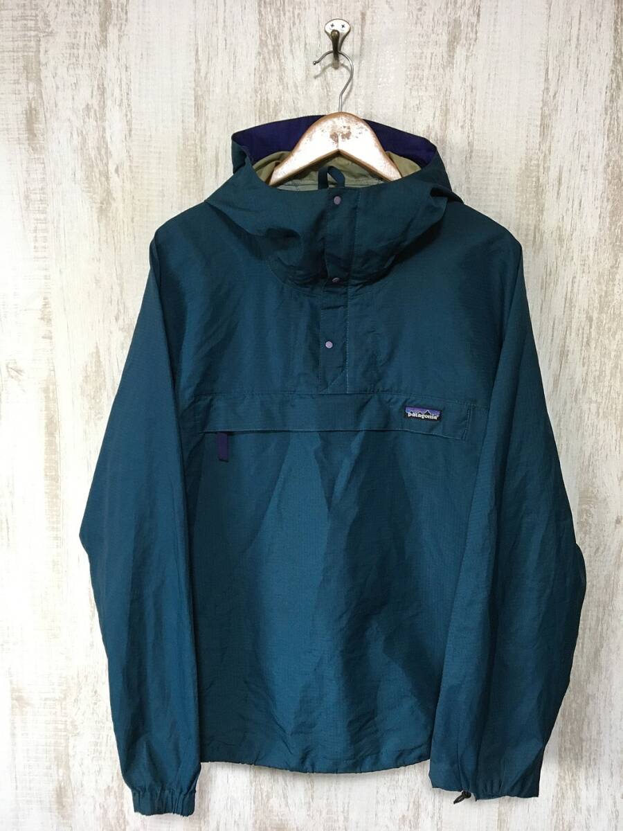 391☆【ヴィンテージ アノラックパーカー】patagonia パタゴニア 緑系 Mの画像2