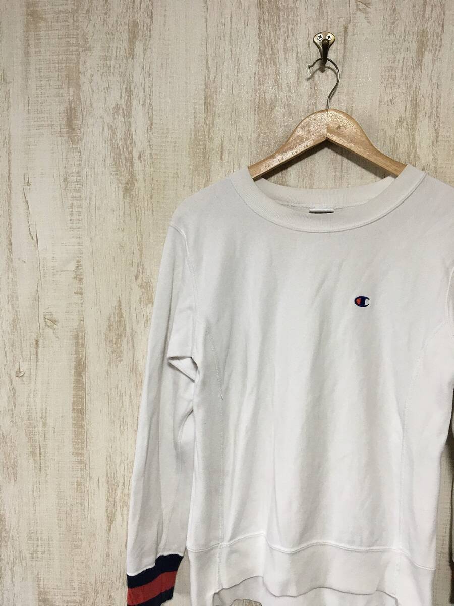 406☆【REVERSE WEAVE スウェットシャツ】champion チャンピオン リバースウィーブ トレーナー 白 Lの画像1