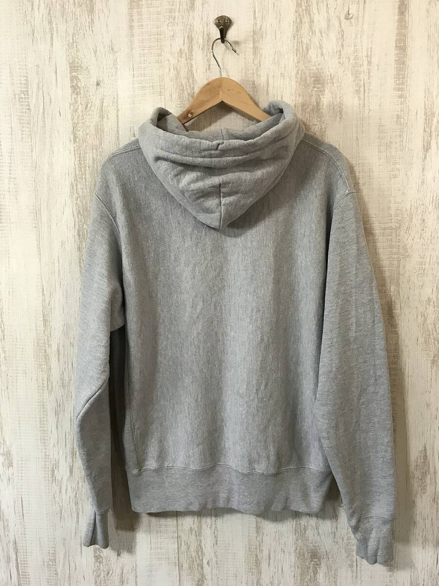 V565☆【REVERSE WEAVE スウェットパーカー】Champion チャンピオン リバースウィーブ グレー XLの画像3