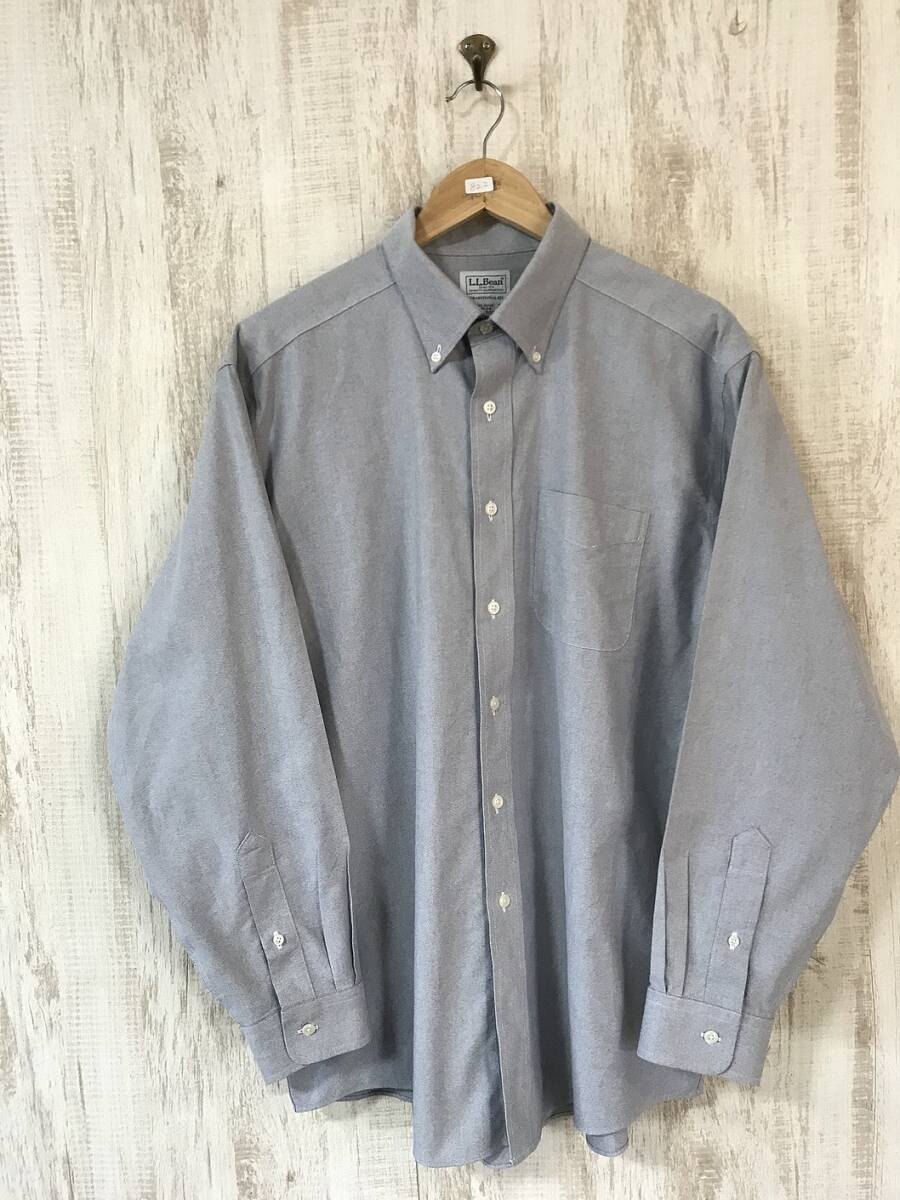 V582☆【ボタンダウン オックスフォードシャツ】L.L.Bean エルエルビーン グレーの画像2