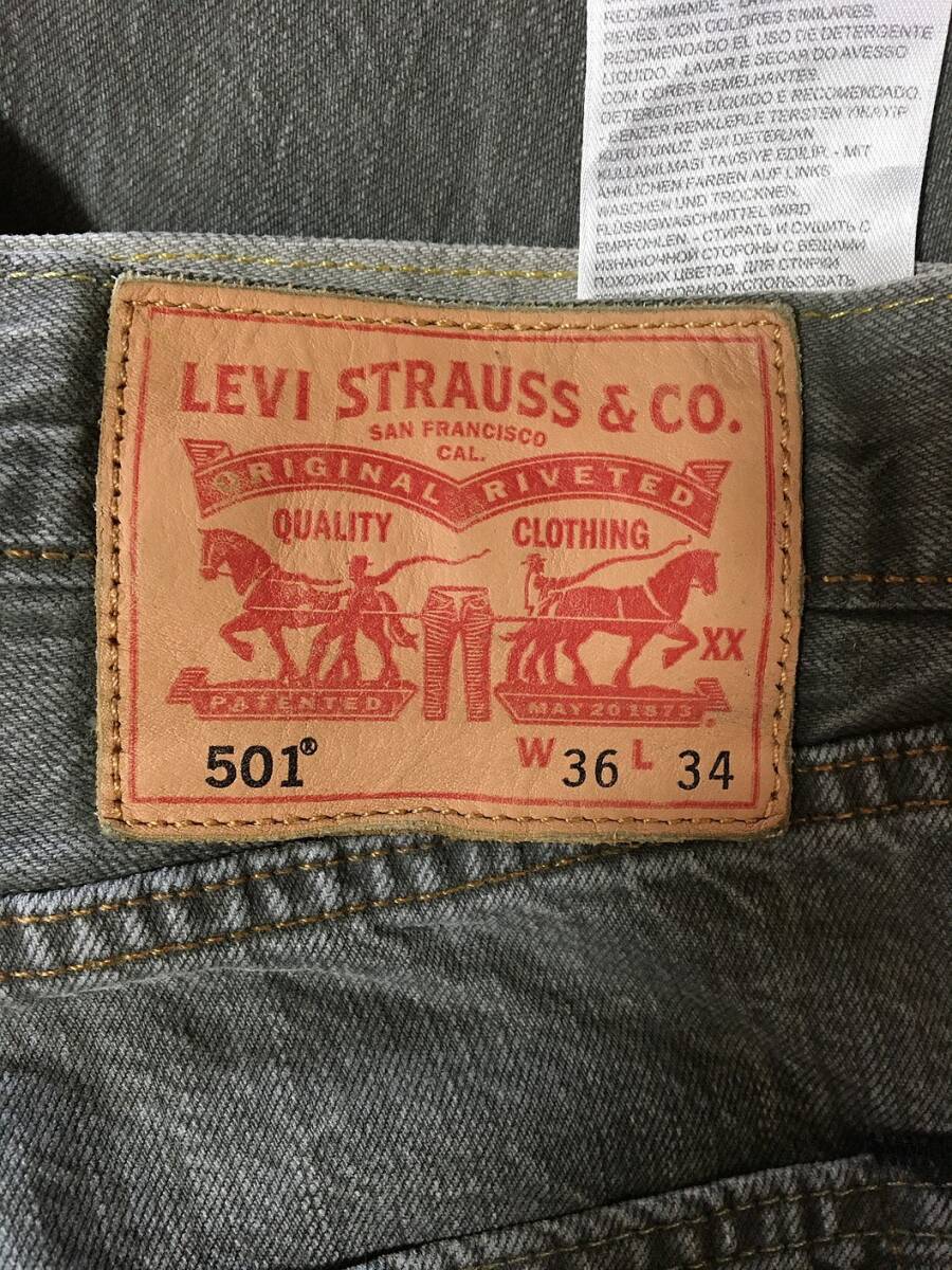 P370☆【501 デニムパンツ ジーンズ】LEVIS リーバイス グレー 36/34 アメカジの画像4