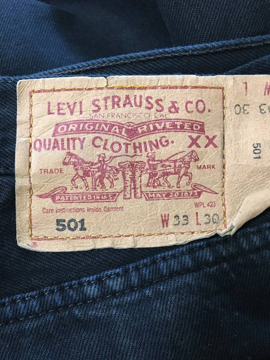 P373☆【501 ブラックデニムパンツ ジーンズ】LEVIS リーバイス 黒 33/30 ハンガリー製 アメカジの画像5