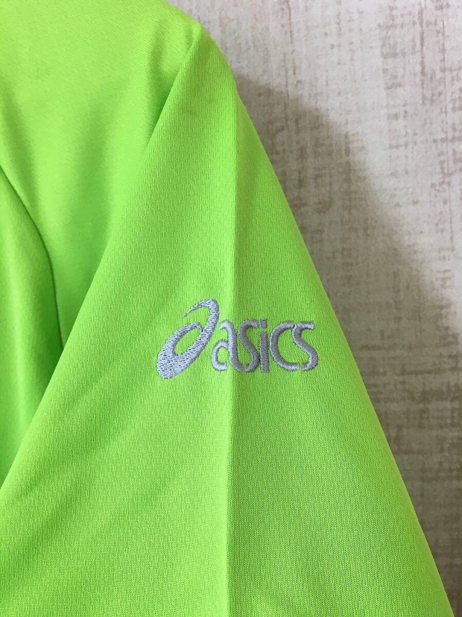 598☆【バレーボール バボちゃん トレーニングシャツ】asics アシックス 黄緑 グレー Lの画像5