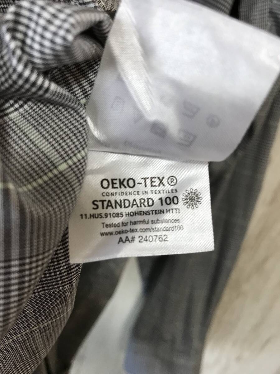 V633☆【スリムフィット ストレッチ グレンチェックシャツ】CALVIN KLEIN カルバンクライン OEKO-TEX L グレー系の画像5