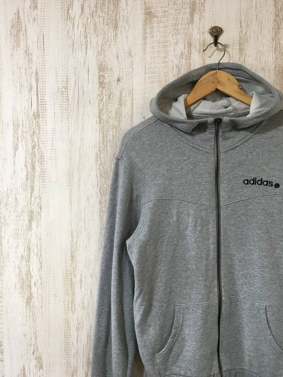 621☆【ジップアップ スウェットパーカー】adidas NEO アディダス グレー M_画像1