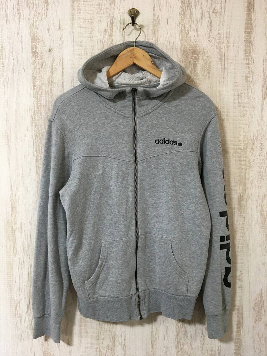 621☆【ジップアップ スウェットパーカー】adidas NEO アディダス グレー M_画像2