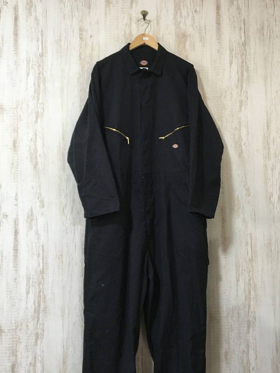 625☆【ワークつなぎ オールインワン】Dickies ディッキーズ 黒 XL_画像2