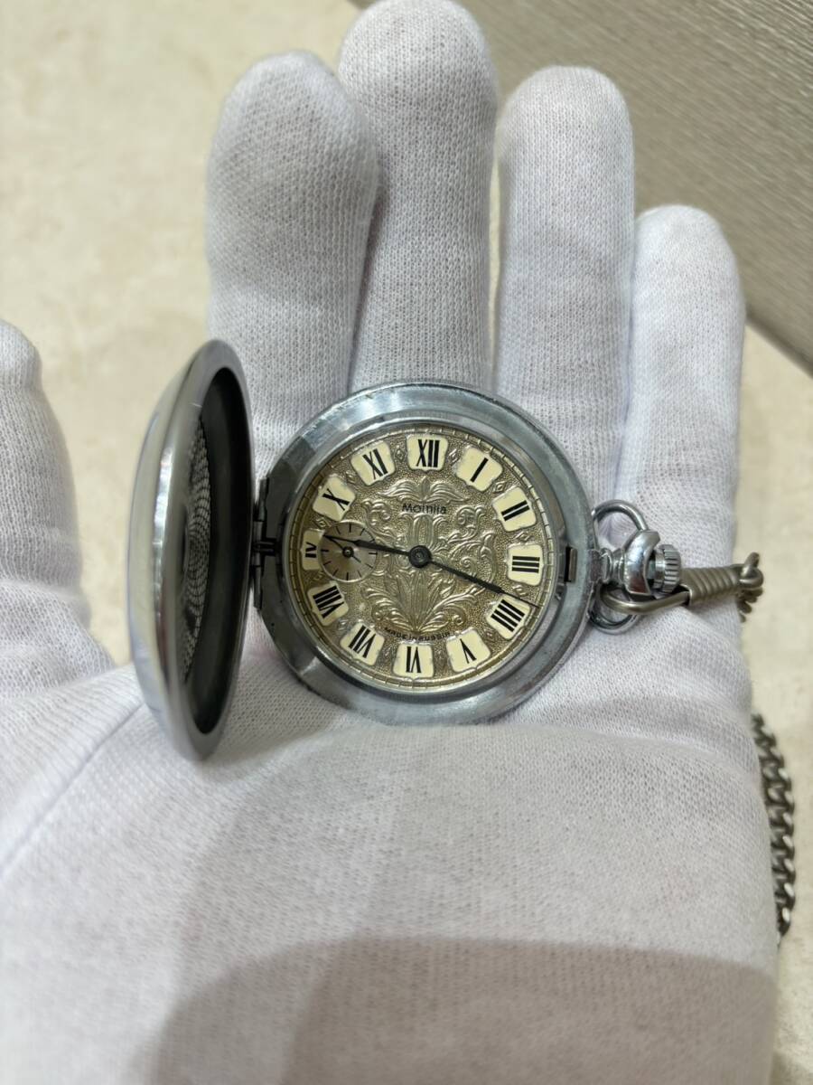 MMM1　 【動作確認済】Molnija モルニヤ 手巻き 懐中時計 アンティーク 1941-1945　比較的綺麗品です！