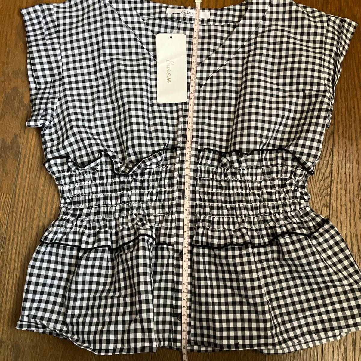 新品　未使用　レディース　トップス　半袖　ギンガムチェック　夏服　M フリー