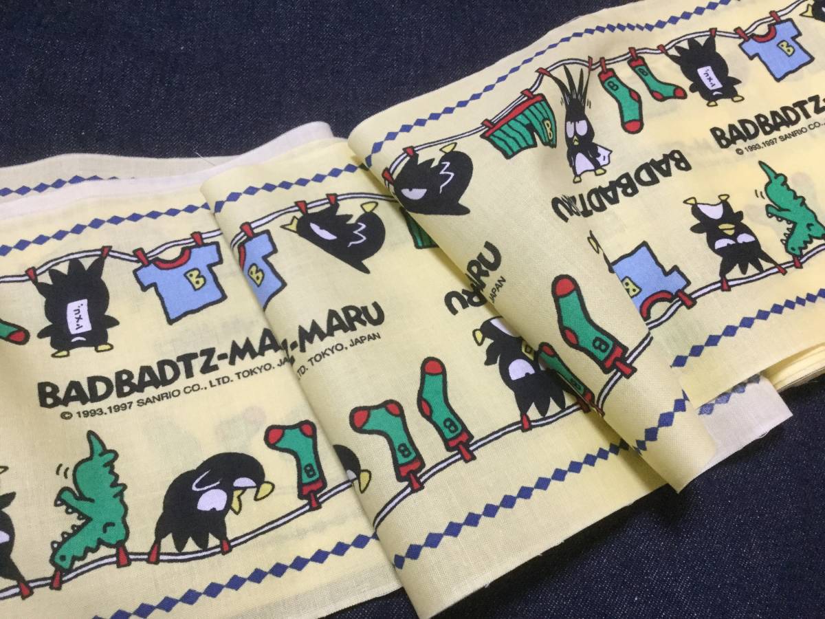 * last 1 sheets * new goods * Bad Badtz Maru * Sanrio * rare retro *.. circle *1997 year * yellow * width approximately 15cm× length approximately 112cm* cotton 100%*