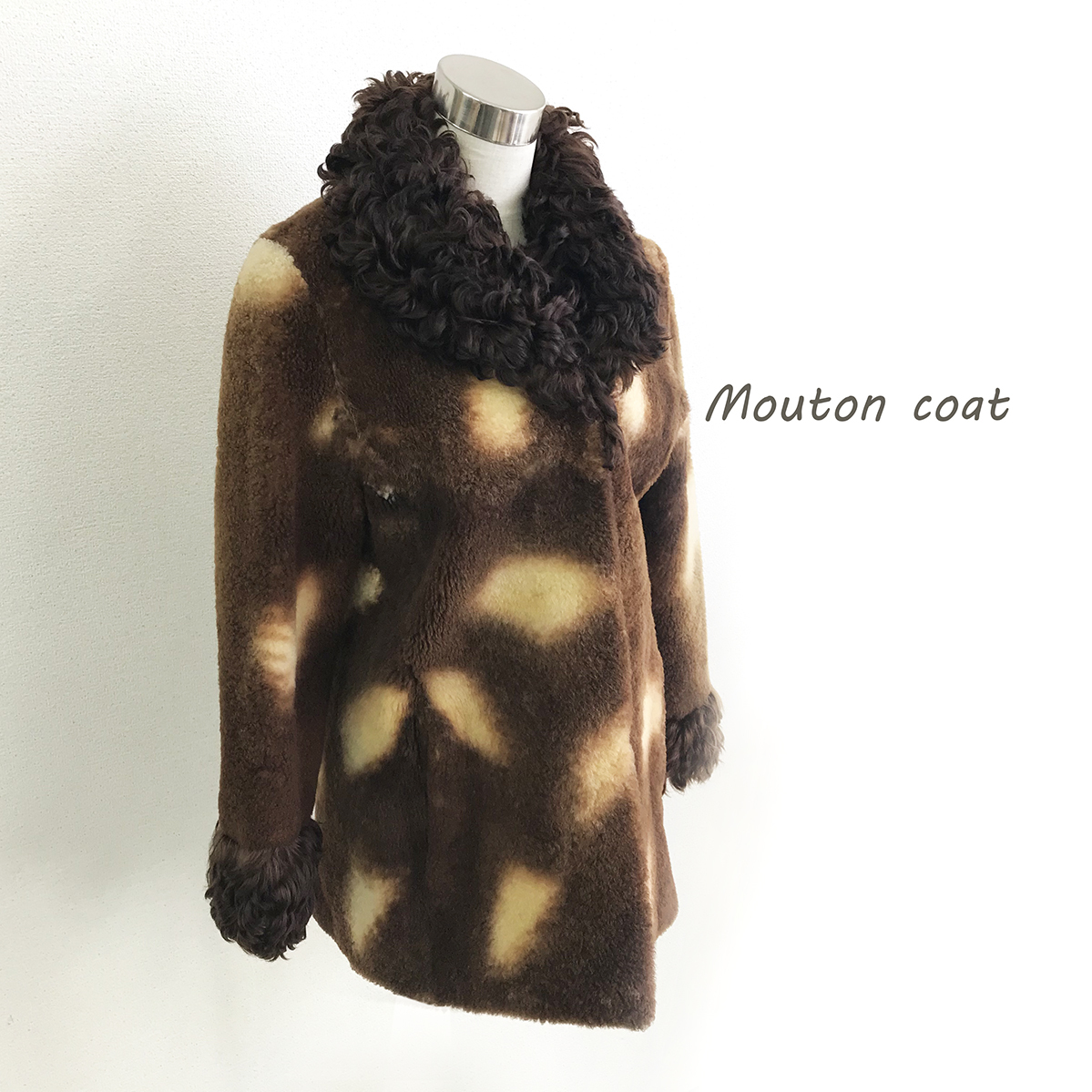 珍しい レディース 茶 ブラウン ジャケット コート ファー 羊毛 羊毛皮