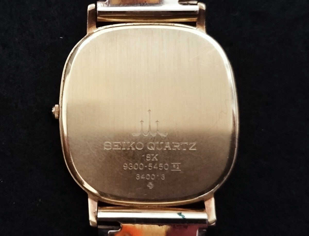 CREDOR クレドール SEIKO セイコー 18K 金無垢 ゴールド文字盤 クォーツ メンズ 腕時計 金 9300-5450 べっ甲 ベルト 18金 総重量30.97gの画像7