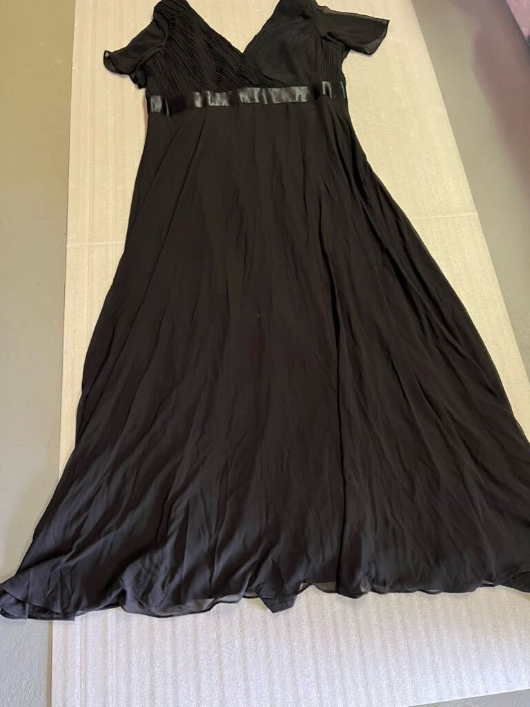  large size /2XL/ tag equipped * presentation / musical performance ./ chairmanship / party / Mai pcs * black +. pleat long dress / sleeve attaching 