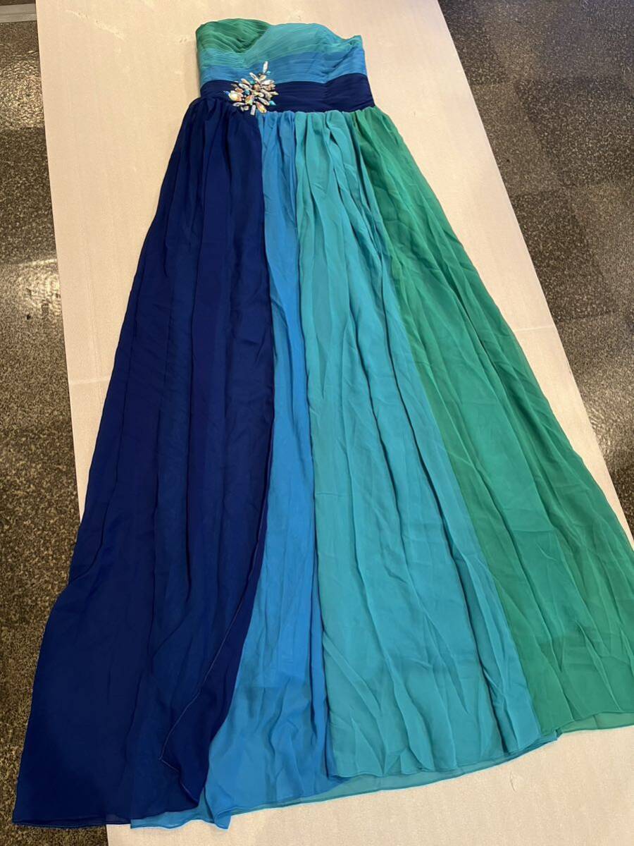  thick / fine quality / beautiful goods * presentation / musical performance ./ chairmanship / party / Mai pcs * green + blue *glate/ long dress *