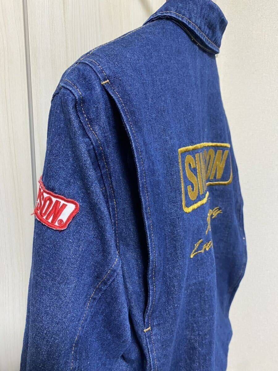 美品 SIMPSON シンプソン ライダースジャケット デニム プロテクター付き Lサイズ 刺繍 の画像5