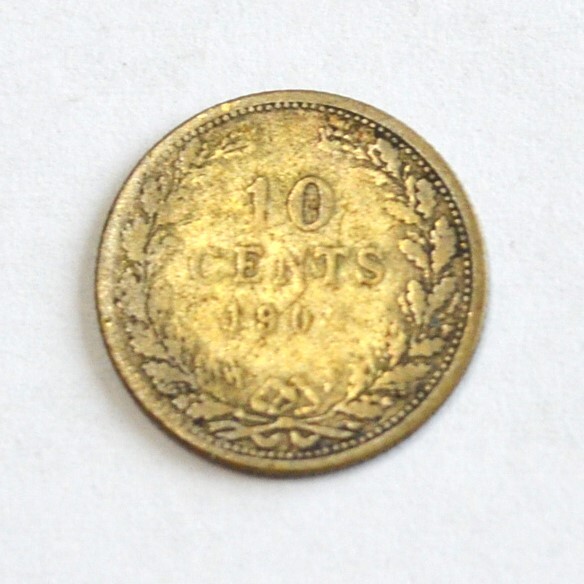 10セント銀貨 銀640 オランダ 1904 ウィルヘルミナの画像2