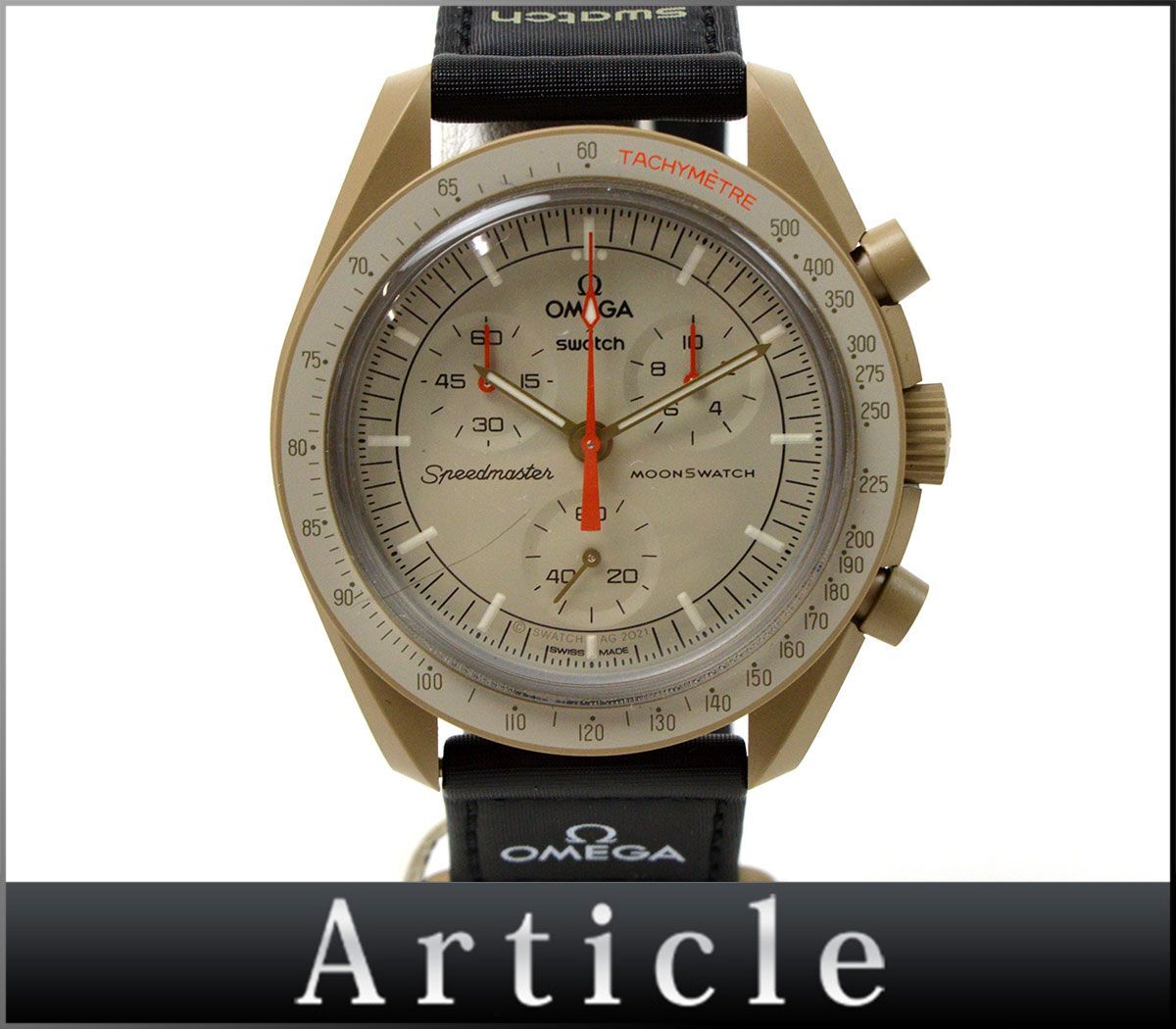 174247◆美品 動作確認済 OMEGA オメガ swatch スウォッチ ミッション トゥ ジュピター 腕時計 クォーツ SO33C100 ボーイズ/ Dの画像1