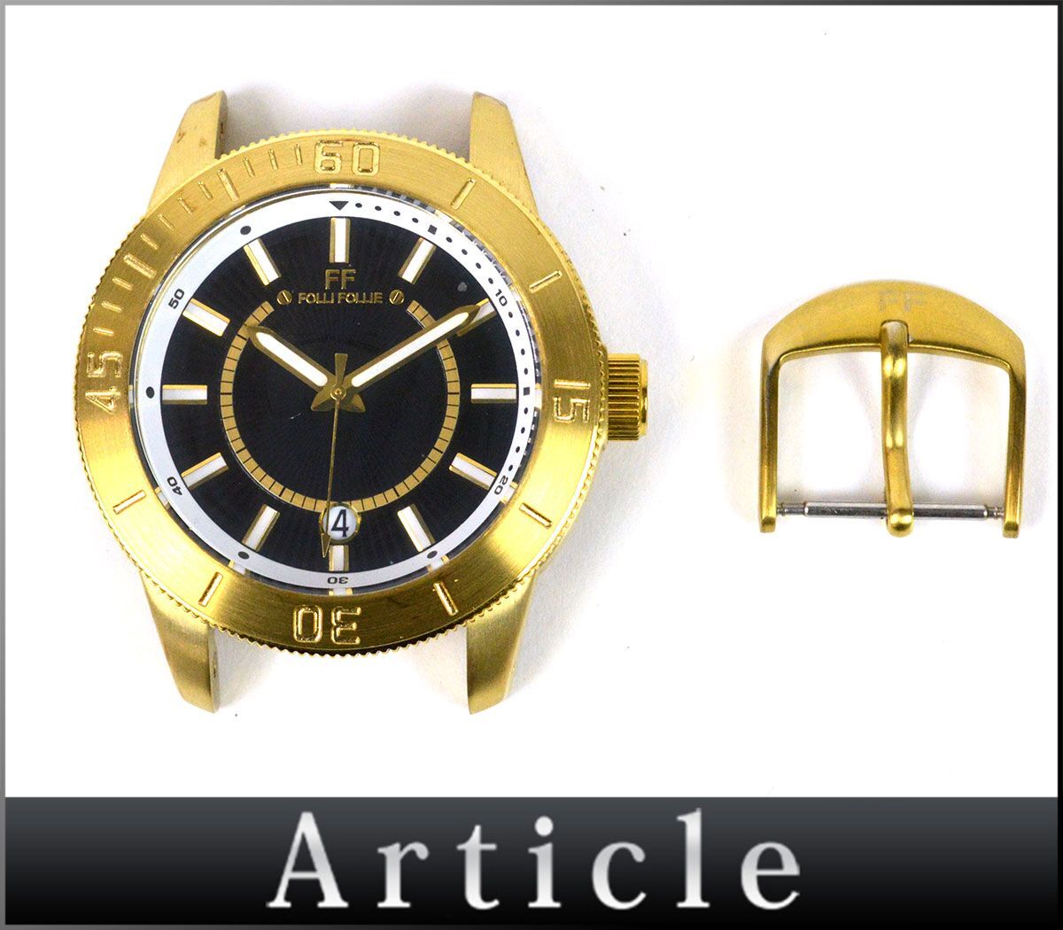 174988◇動作確認済 Folli Follie フォリフォリ オリテウス 腕時計 本体のみ クォーツ デイト WF8G036SD SS ブラック ホワイト/ D_画像1