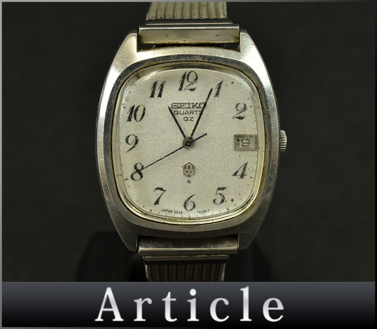 176102□動作未確認 SEIKO セイコー 腕時計 クォーツ デイト 3針 スクエアフェイス 0922-5010 SS シルバー メンズ アナログ/ D