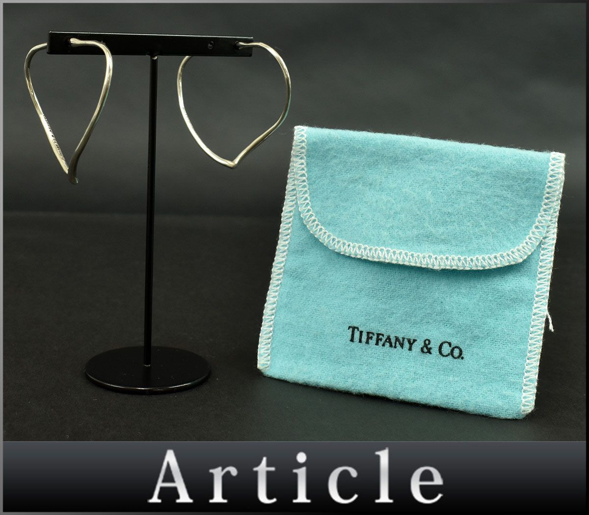 174808□ Tiffany&co ティファニー オープンハート フープ ピアス アクセサリー Sv925 スターリング シルバー 銀 レディース/ Eの画像1