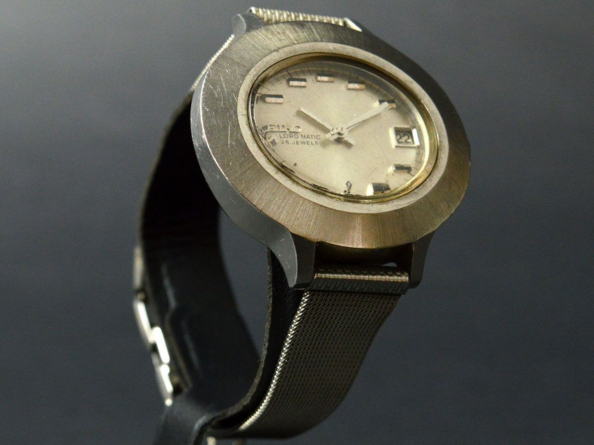 173888□動作確認済 SEIKO セイコー ロードマチック 腕時計 自動巻き デイト 3針 25石 オーバル 5605-5010 SS シルバー メンズ/ D_画像8