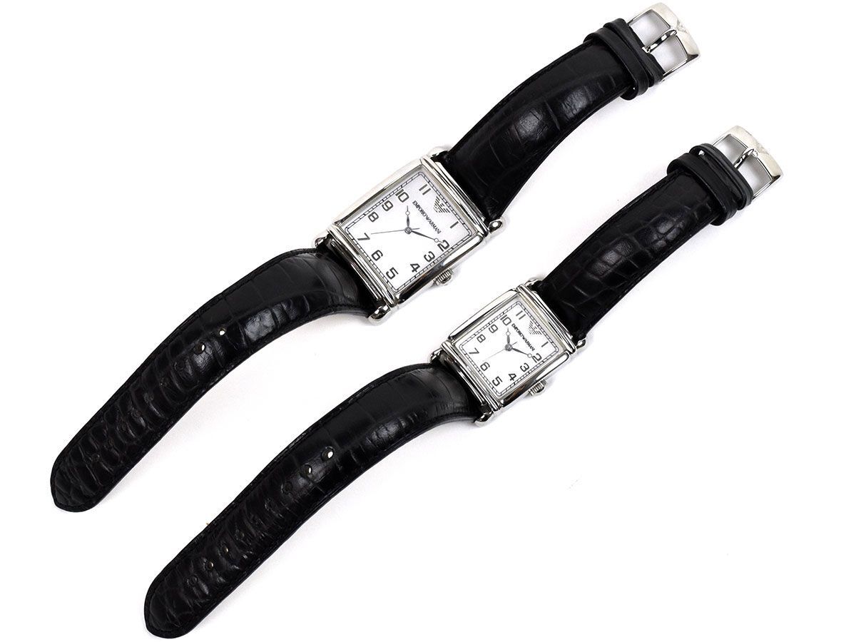 171592□美品 動作確認済 Emporio Armani エンポリオアルマーニ ペアウォッチ 腕時計 クォーツ AR-0231 AR-0232 メンズ レディース/ Dの画像2