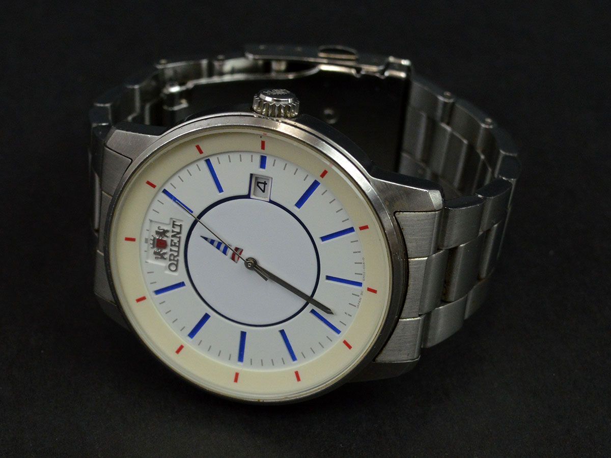 175020◇動作未確認 ORIENT オリエント メンズウォッチ 腕時計 自動巻き 裏スケ デイト ER02-C7-B SS ホワイト シルバー メンズ/ Dの画像4