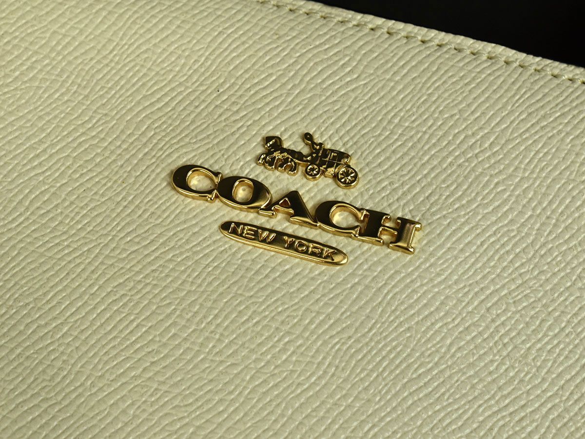 174371◆美品 COACH コーチ 2WAY ハンドバッグ ショルダーバッグ キャリーオール 91162 レザー ホワイト ベージュ ブラック レディース/ B_画像7