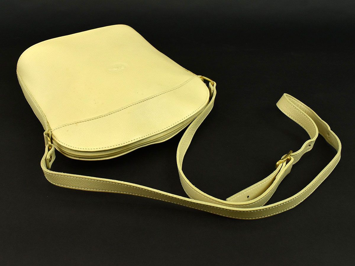 174395* LONGCHAMP Long Champ shoulder bag diagonal .. bag bag leather leather ivory Gold metal fittings lady's / B