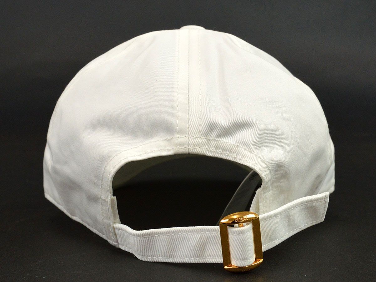 174172◆美品 CELINE セリーヌ トリオンフ ベースボールキャップ キャップ 帽子 綿 コットン ホワイト メンズ レディース/ Zの画像6