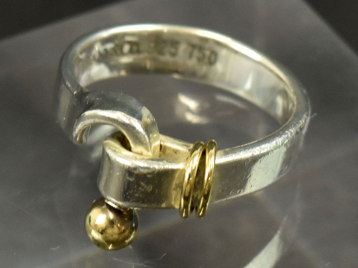 174549◆ Tiffany&co ティファニー フック＆アイ リング 指輪 アクセサリー 10号 Sv925 K18YG シルバー ゴールド レディース/ Eの画像5