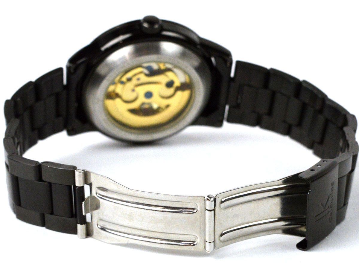 175311* прекрасный товар рабочее состояние подтверждено IK Colouring мужской часы наручные часы самозаводящиеся часы 98226G каркас 3 стрелки раунд SS черный Gold / D