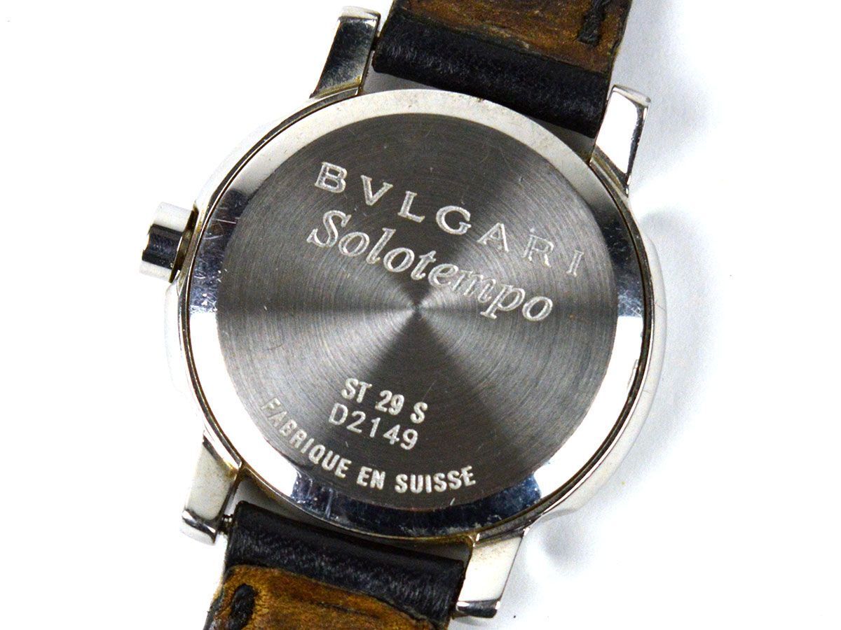 173809□動作確認済 BVLGARI ブルガリ ソロテンポ 腕時計 クォーツ デイト 2針 ST29S SS レザー ホワイト シルバー レディース/ Dの画像9