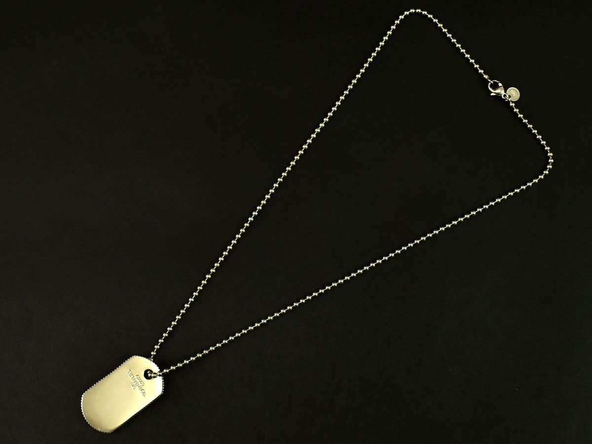 174775* Tiffany&co Tiffany dog tag coin edge necklace accessory Sv925 silver men's lady's / E